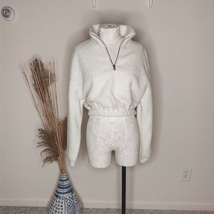 Cropped Quarter Zip Cream Teddy